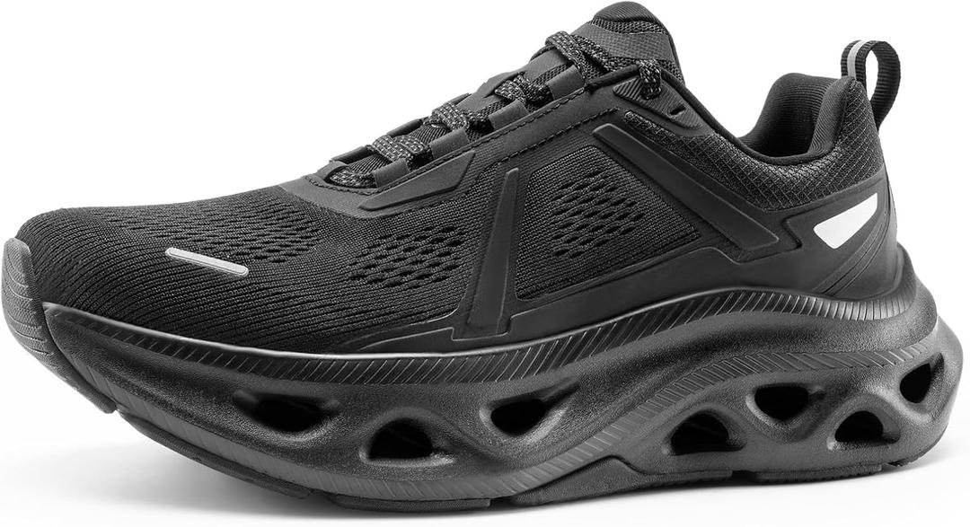 NORTIV 8 Men's Comfortable Walking Shoes MovePropel Athletic Breathable Gym Workout Tennis Jogging Cross Training Non Slip Fashion Running Sneakers (9.5, All Black)