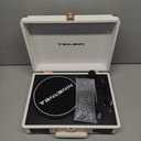 Vinyl Record Player Bluetooth Vintage 3-Speed Portable Suitcase Turntables with Built-in Speakers, Belt-Driven LP Player Support USB Recording AUX-in RCA Line Out Headphone Jack, White (White Rose Gold)