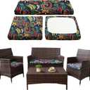 Waterproof 3-Piece Patio Sofa Cushion Cover Set - Replacement Covers for Outdoor Wicker Furniture, Bench & Seat Cushions (Rococo)