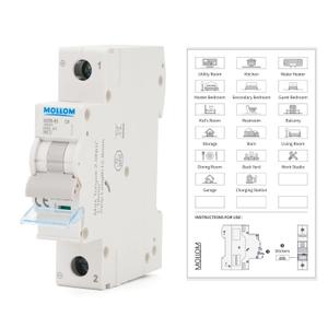 MOLLOM AC 1 Pole Miniature Circuit Breaker, 110V-240V 6Amp, C6 Scene Visualization Custom MCB Thermal Magnetic Trip, 6KA Breaking Capacity for Solar AC System, Home Use, RVs