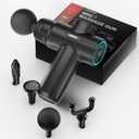 LEERCON Mini Massage Gun for Deep Tissue Pain Relief, Handheld Portable Percussion Muscle Massager with 6 Speeds & 4 Heads, Fascial Gun for Gym, Office & Travel - Gift for Dad, Mom, Athletes