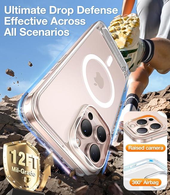 TORRAS Strong Magnetic & Seamless Stand for iPhone 16 Pro Case Clear, Fit for MagSafe, Never Yellow, 4X Military Grade Drop Tested Kickstand Protective Phone Case for iPhone 16 Pro 6.3", Clear