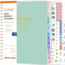 SUNEE 2026 Budget Planner - Deluxe Monthly Budget Book from JAN 2026 - DEC 2026, Bill Organizer with 12-Pockets, Expense Tracker Notebook B5 Size (8" x 10"), Finance Planner with Stickers, Green