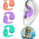 Kids Swimming Ear Plugs,3 Pairs Waterproof Reusable Silicone Child Swim Earplugs for Swimming Surfing Bathing Showering,Small Children Water Ear Plugs Suitable for Boys and Girls (Kids 4-12 Years Old)