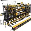 Power Tool Organizer Wall Mount | 8-Outlet TR Charging Station | Garage Storage Rack with Cordless Drill Holder | Heavy Duty Metal Shelf for Workshop Organization, 49''Width (POWER STATION)