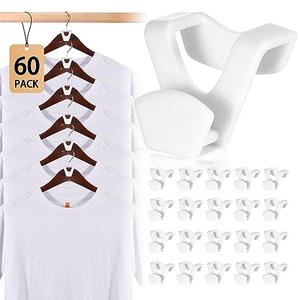 HOUSE DAY Space Saving Hanger Hooks 60 Pack, White Clothes Hanger Connector Hooks, Heavy Duty Hangers Hook Space Saver, Sturdy Hanger Connector Hook, Premium Cascading Hangers for Closet