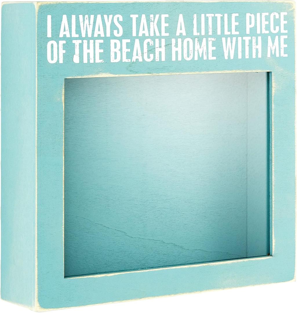 Primitives by Kathy Seashell Holder - Coastal Decor, Glass Display, Treasure Chest, Room and Bedroom Decor (Green)