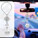 Car Interior Accessories Kit,Bling Four leaf clover-shaped cars air vent ornament car Hanging Cross Ornament for Car Mirror and magnetic leather sunglasses holder of decorative for your vehicle
