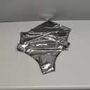 ChiaoLezhee Body Suits Suit Sexy Metallic Bodysuit Bodysuits For Women Womens Outfit Rave Outfits Birthday Club Party Clubbbing Date Night Concert Festival Top Tops Black Silver Large