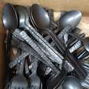 KINGSTONE 60 Pcs Black Hammered Silverware Set for 12, 18/10 Stainless Steel Heavy Duty Flatware Set, Tableware Cutlery Utensil Sets for Home Restaurant Dishwasher Safe