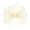 Wee Ones Girls' Organza Double Hair Bow on a WeeStay Clip with Satin Knot Center, Medium, Ecru