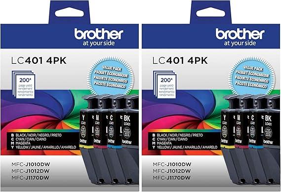 Brother Genuine LC4014PKS Standard Yield 4Pack Ink Cartridges – Includes 1 Cartridge Each of Black, Cyan, Magenta and Yellow