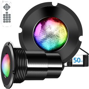 Nicheless Pool Lights for Inground Pool, 1.5 Inch LED RGBW Pool & Spa Lights, AC12V 18W, 50 ft Cord, Remote Control, Powered by Bridgelux LED Chips (Controller Not Supported)