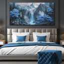 MXUNYZ Blue Tree Forest Waterfall Pictures for Living Room, 58"L x 29"W