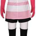 Angel Dust Costume Hotel Angel Dust Red Sweatshirt Shorts Stockings Outfits Halloween Suit for Women (Pink, L)