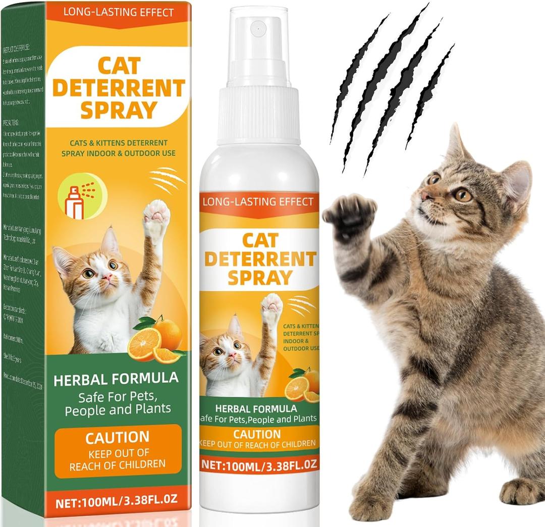 Cat Repellent Spray, Cat Deterrent Spray - Indoor & Outdoor Training Safe, Protect Furniture, Sofas, Rugs, Restricted Areas-for Behavior, Natural, Effective