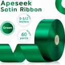 2 x 60 Yards Green Satin Ribbon 1-1/2 Inch, Solid Polyester Fabric Ribbon for Gift Wrapping, Crafts, Flower Bouquet, Wedding, Festival, Christmas, Halloween