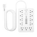 JouleLoom 6 FT Flat Plug Surge Protector Power Strip,11 Multiple AC Outlets with 6 USB Ports (2 USB C), 6 Feet Extension Cord, 1250W/10A, One Touch Switch Button, 17 in 1 Compact powerstrip-White