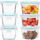 Small Glass Containers 6 Pack, 6 oz Reusable, Airtight, Leakproof Mini Food Storage Containers with Lids