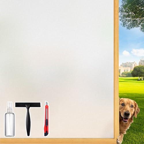 Frosted Glass Window Film Decorative with Reference Cutting Line, Bathroom Window Privacy Film for Glass Windows Cover, Static Cling, Removable, Reusable, Anti-UV, Anti-Glare, 29.5" x 78.7"