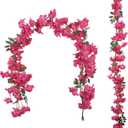 Fuchsia Bougainvillela Artificial Flower Garland 5.9FT Lush Bougainvillea Hot Pink Artificial Vine Flowers for Centerpieces Table Runner Wedding Arch Porches Patios Garden Decor (Hot Pink)
