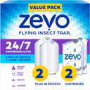 Zevo 2 Flying Insect Traps & 2 Refill Cartridges - Plug in Fly Trap & Indoor Bug Catcher for Gnats, House & Fruit Flies - Blue & UV Light Technology, Mess-Free Alternative to Bug Zapper