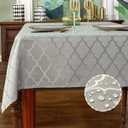 SASTYBALE Christmas Jacquard Tablecloth Square Damask Fabric Table Cloth, Water Resistant & Wrinkle Free Polyester Table Cover for Kitchen Dining Tabletop Use (Square, 52" x 52" (2-4 Seats), Gray)