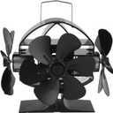 Wood Stove Fan Heat Powered, 3 Head 18 Blade Aluminum Heat Powered 270 Degree Blowing Fireplace Fan with Protective Cover Handle for Wood Stove/Pellet/Log Burner