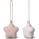 Moonkie Silicone Pacifier Holder Case, Cute Portable Pacifier Storage Case, 2 Pack (Blush/Soft Lilac)