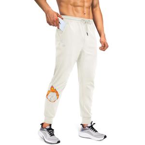 FOGFIRE Mens Fleece Lined Joggers with Zipper Pockets, Water Resistant Winter Sweatpants for Hiking, Running, Gym White Medium