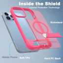 Magnetic Compatible with iPhone 12 Pro Max & iPhone 13 Pro Max Case, [Built-in Invisible Kickstand][Compatible with Mag-Safe] Slim Translucent Matte Phone Case for iPhone 12/13 Pro Max, Red
