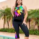 LALAGEN Womens Plus Size Swimsuits 2026 Modest Rash Guard Capris Tankini Bathing Suits Two Piece Bathing Suit Swimwear (Black, XL)