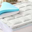DUMOS Dual Layer Mattress Topper King Size, 2 Inch Gel Memory Foam + 1 Inch Soft Pillow Top Mattress Pad Cover for Back Pain, Breathable & Cooling Pad with Elastic Deep Pocket