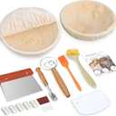 Banneton Bread Proofing Basket Set of 2 9 inch Round Dough Proofing BasketSourdough Starter Kit with Linen Liner, Lame, Dough Whisk,Complete Sourdough Bread Baking Supplies