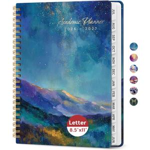 Academic Planner 2026-2027, Jul 2026-Jun 2027 Monthly & Weekly Planner | 8.5" x 11" Pretty Calendar Planner for Women, Hardcover Organizer with tabs, School Office Home Supplies, Starlit Peaks