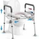 Toilet Seat Riser for Seniors, FSA HSA Eligible Raised Toilet Seat with Handles, Adjustable Height & Width, 400lb Handicap Elevated Toilet Seat, Fit Any Toilet (Grey)