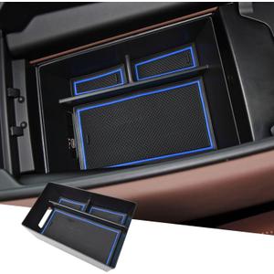 Center Console Organizer Compatible with BMW X5 G05/ X7 G07 2019-2024 2025 2026, X6 G06 2020-2026 Accessories, Armrest Storage Box Middle Console Insert Tray Secondary Compartment, Blue Mat
