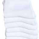 6 Pack Girls White Ruffle Dress Socks Cotton Ruffle Frilly Crew School Uniform Socks (White)
