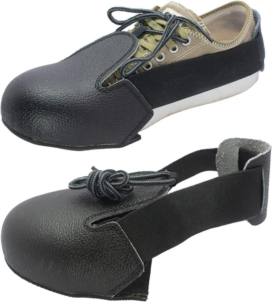 Steel Toe Cap Safety Shoe Covers, Universal Steel Toe Leather Overshoes Workplace Cover with Adjustable Strap, Unisex Safety Footwear Toe Leather Protector Attachment (1 Pair)