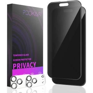 PDDKISS 2 Pack Privacy Screen Protector for iPhone 17 Pro Max | 2 Pack Camera Lens Protector Black Anti Spy Tempered Glass (2025) 6.9 inch