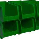 Akro-Mils 30260 AkroBins Plastic Storage Bins, Space-Saving Stackable Bins for Garage, Pantry, Craft Organization, 18" x 11" x 10", Green, 6-Pack
