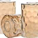 3 Pack Amber Hammered Glass Lamp Shade Replacement, 1-5/8 Inch Fitter, 6-1/16" Tall, Water Ripple Cylinder Glass Lighting Fixture Lampshade Globe Cover for Chandelier Pendant Light Wall Sconce
