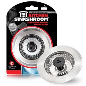 Kitchen SinkShroom Revolutionary Clog-Free Stainless Steel Sink Strainer, Chrome gray Pack of 6