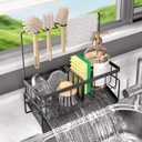 NET MEYA Sponge Holder for Kitchen Sink, Stainless Steel Sink Caddy With Brush Holder and Dishcloth Holder, Kitchen Countertop Soap Dispenser Organizer, Kitchen Accessories for Organization