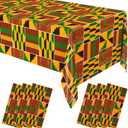 Oudain 6 Pcs 54" x 108" Kente Plastic Tablecloths Black History Month Table Covers Juneteenth Tablecloths Disposable African American Table Decorations for Kwanzaa Home Decor (Original,Classic)