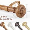 Wood Curtain Rods for Windows 72 to 144 Inch, Boho Vintage Decorative 1 Inch Diameter Long Wooden Curtain Rod, Adjustable Heavy Duty Rustic Farmhouse Drapery Pole with Wood Grain Finials