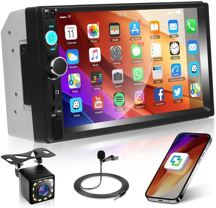 KYNNT Double Din Car Stereo Car Radio with Bluetooth Mirror Link, USB Fast Charging, 7" Touch Screen for Car Audio Receivers, HD Backup Camera, Steering Wheel Control, Support FM Radio/ EQ/ SD/ AUX