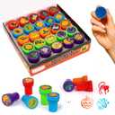 ArtCreativity Halloween Stamps for Kids, Pack of 25 Assorted Pre-Inked Spooky Stampers, Best for Party Favors, Goodie Bag Fillers, Trick or Treat Toy Supplies, Birthday Gift Bags, Pumpkin Stamp