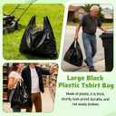 SHENLIU 400 Count Black Plastic Bags with Handles, 24" X 15.7" Large T Shirts Grocery Shopping Bags 35 Mic Thick and Heavy Duty for Home Stores Supermarkets Grocery Stores And Other Small Businesses