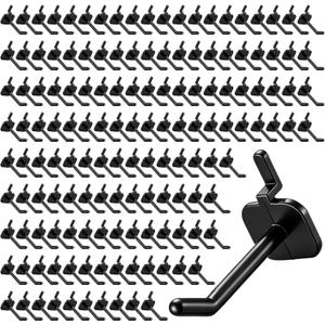 Geelin 200 Pack 2 Inch Plastic Pegboard Hooks Peg Board Shelving Hooks Pegboard Locking Hook for Peg Boards Craft Storage Garage Kitchen Wall Display Organizer Tools, Black